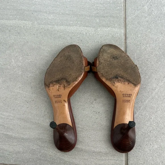 Vintage Gucci Brown Leather Horsebit Slide Sandals - Picture 5 of 5